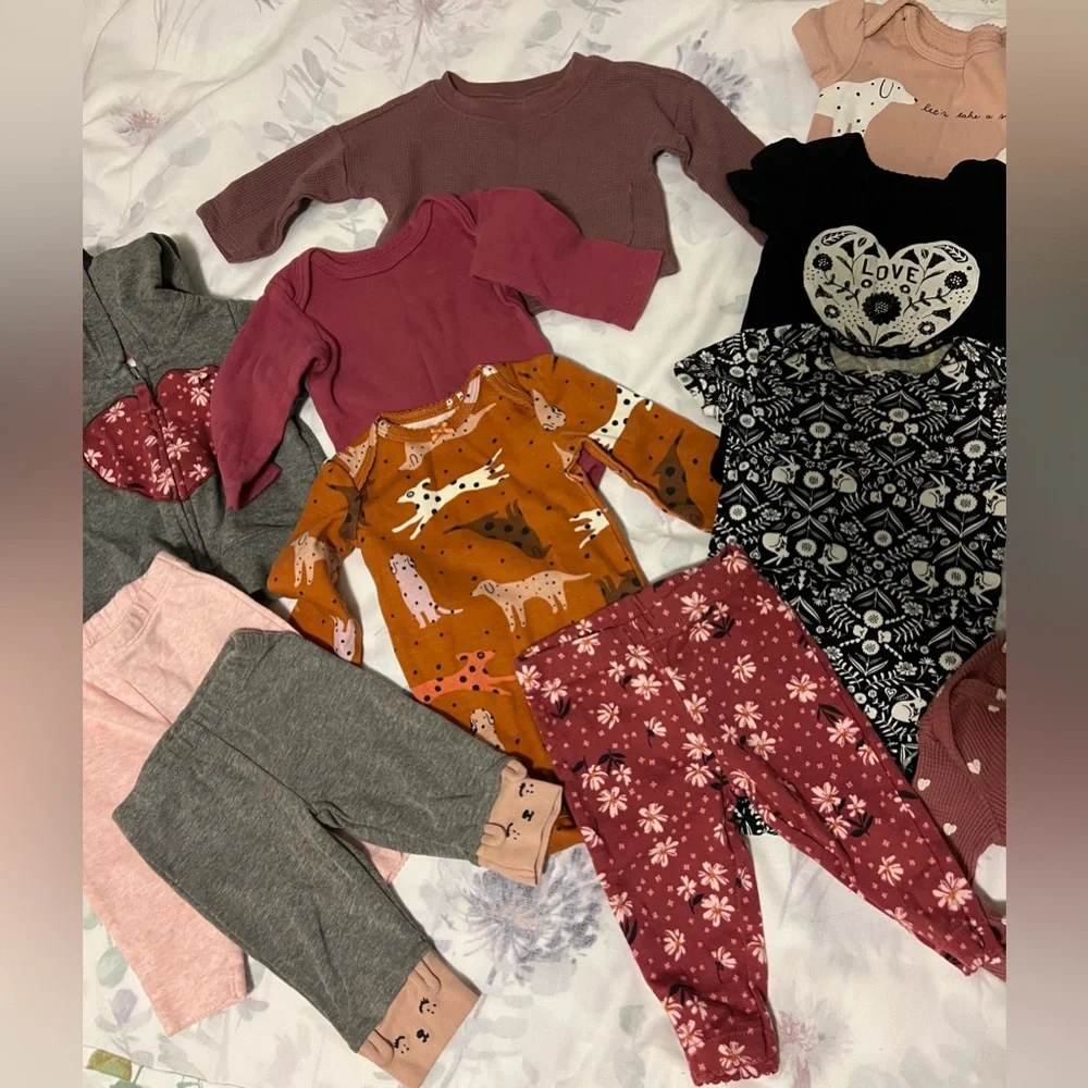 Baby Girl 0-3M 15 Piece Clothing Lot Carter’s Zara Gerber SpearmintLOVE
